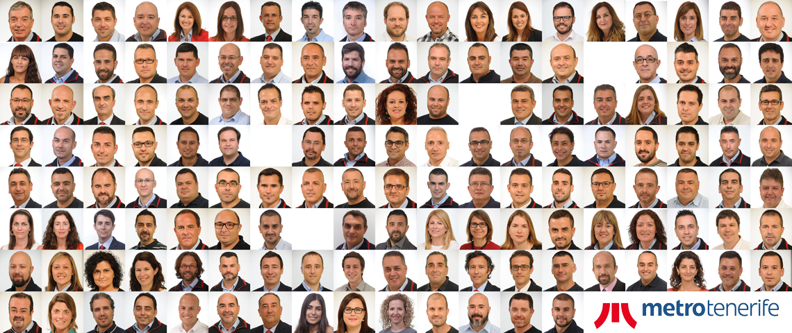 Empleados de Metrotenerife en 2016. 